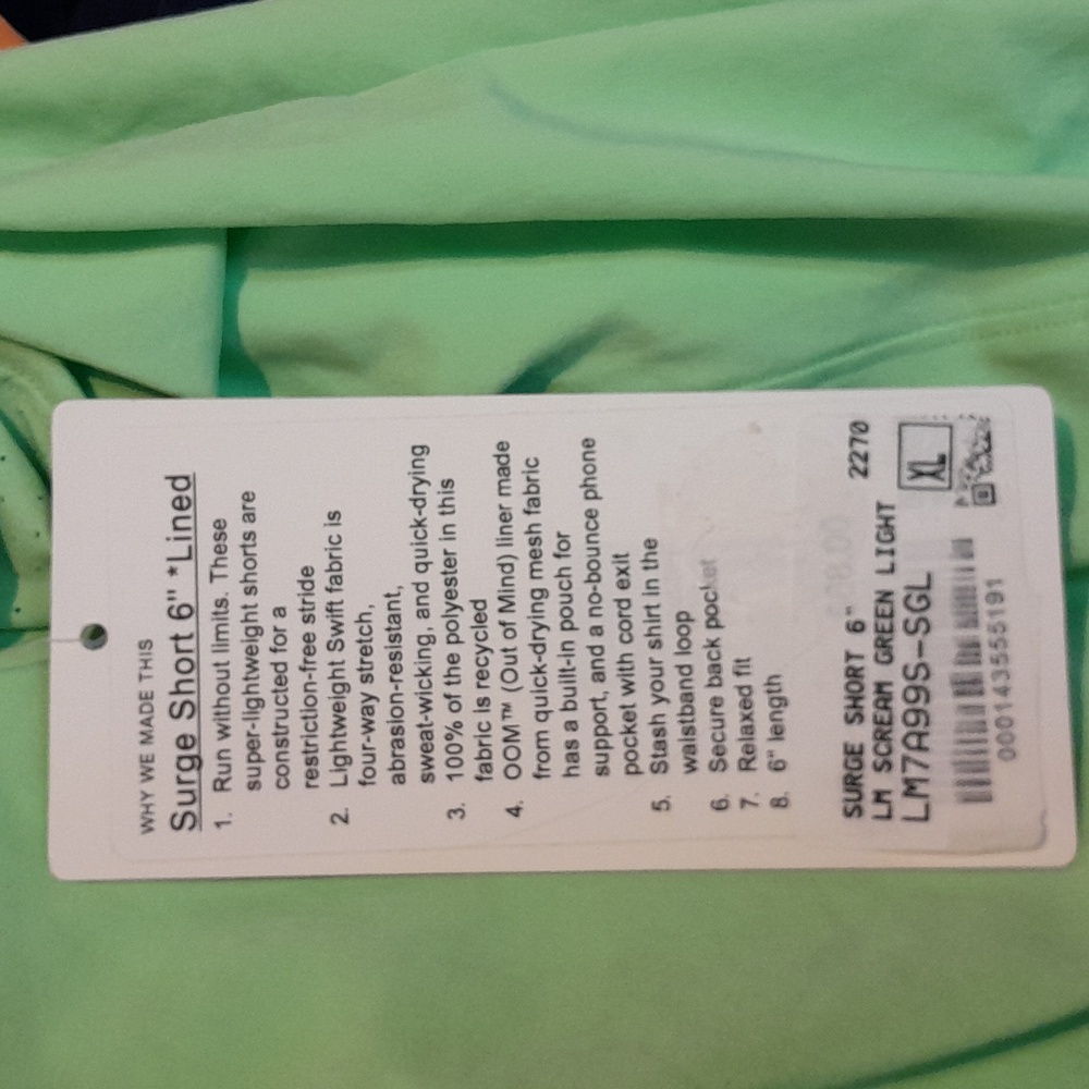 Lululemon 6" surge short lined